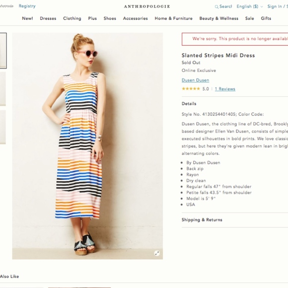 Dusen Dusen x Anthropologie Striped Midi Dress - Picture 2 of 7